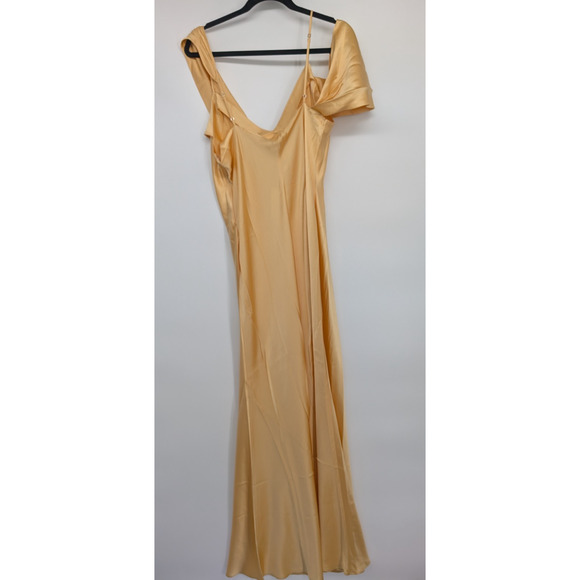 NWD Reformation Ronda Silk Wedding Gown Maxi Dress Size 14 Sunshine #4A458 - Picture 4 of 16